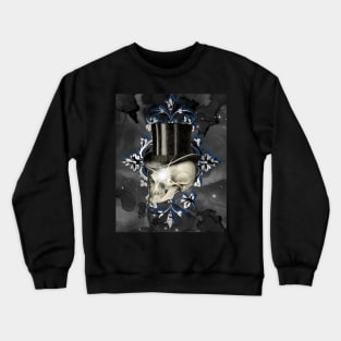 Skull with black top hat and a sparkle in his eye Crewneck Sweatshirt
